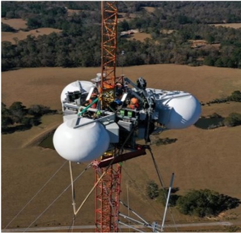 A drone view of SuperCell base station installed at 180m of broadcast tower